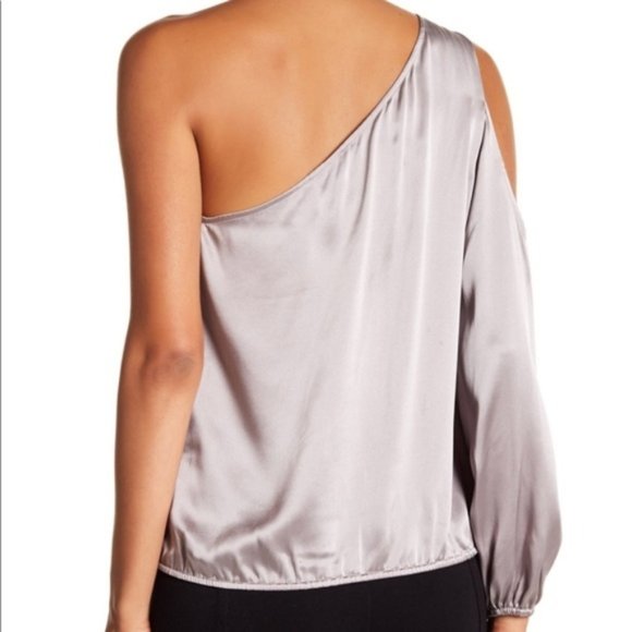 NWT Joie Abatha Vintage Steel Silk OneShoulder Top - Picture 2 of 5